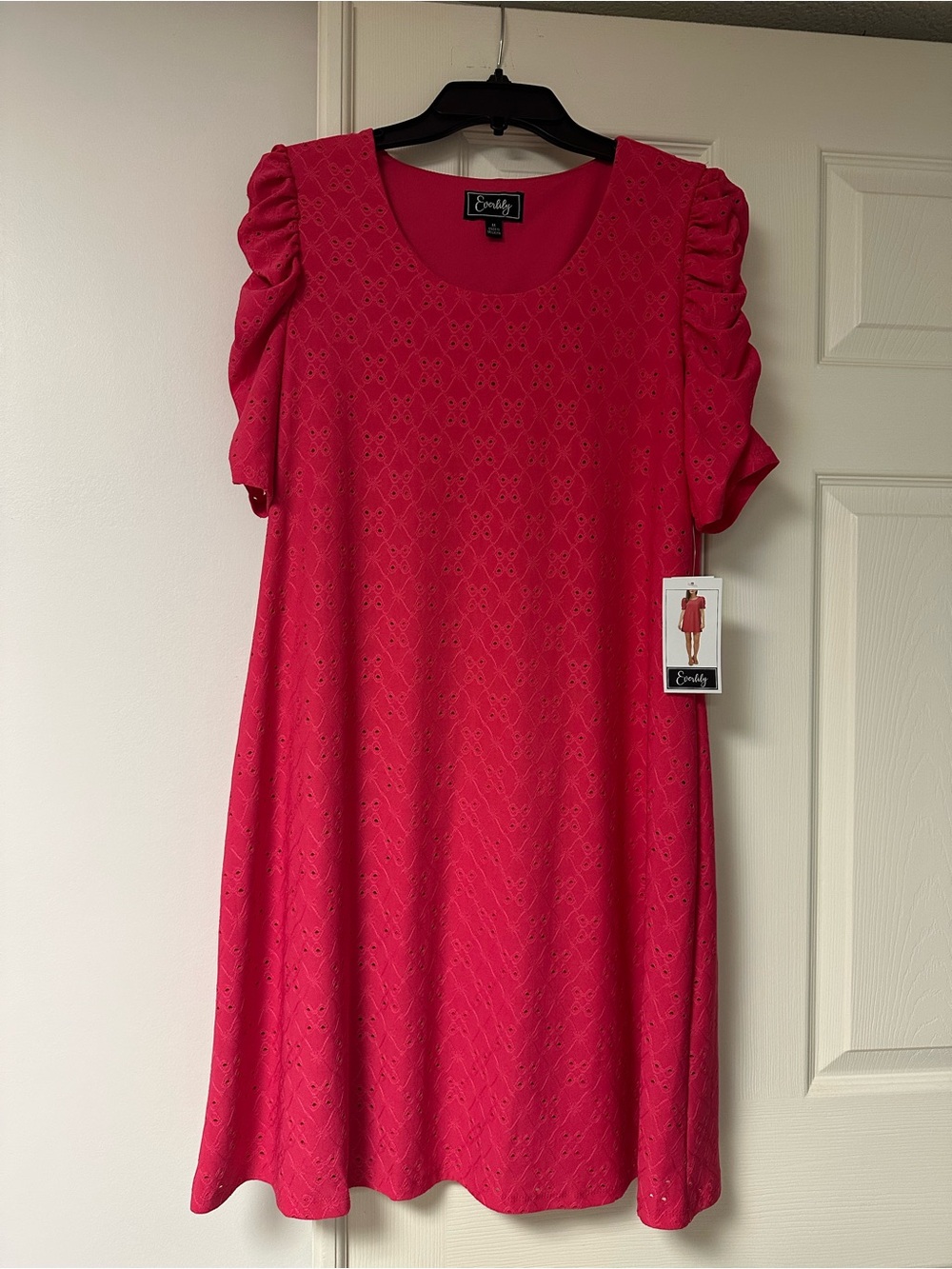 Women's Pink Eyelet A-Line Dress